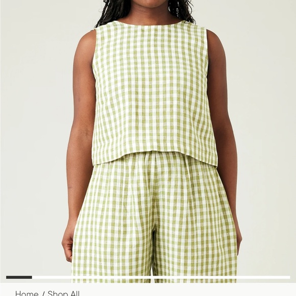 SET - Beyond Nine Linen Mabel and Esme in Apple Check Size Small - Picture 2 of 5